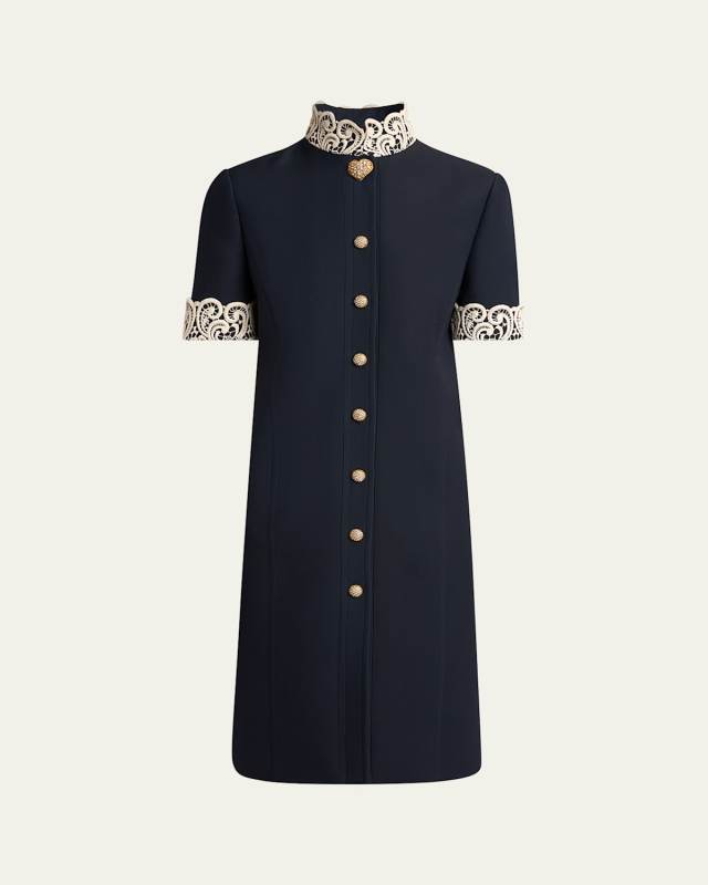 Embellished Lace-Trim Dress